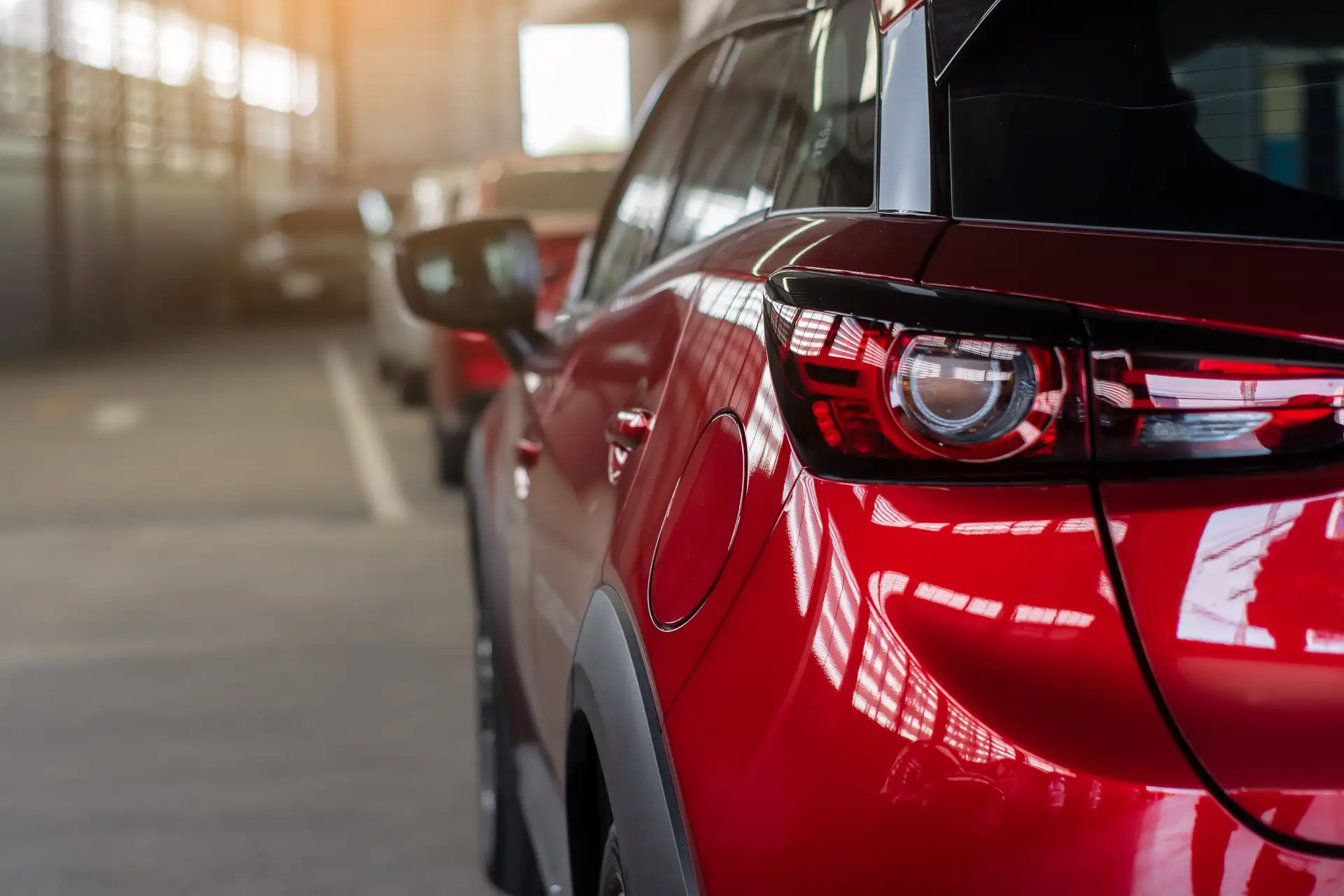 red-Car-park-in-garage